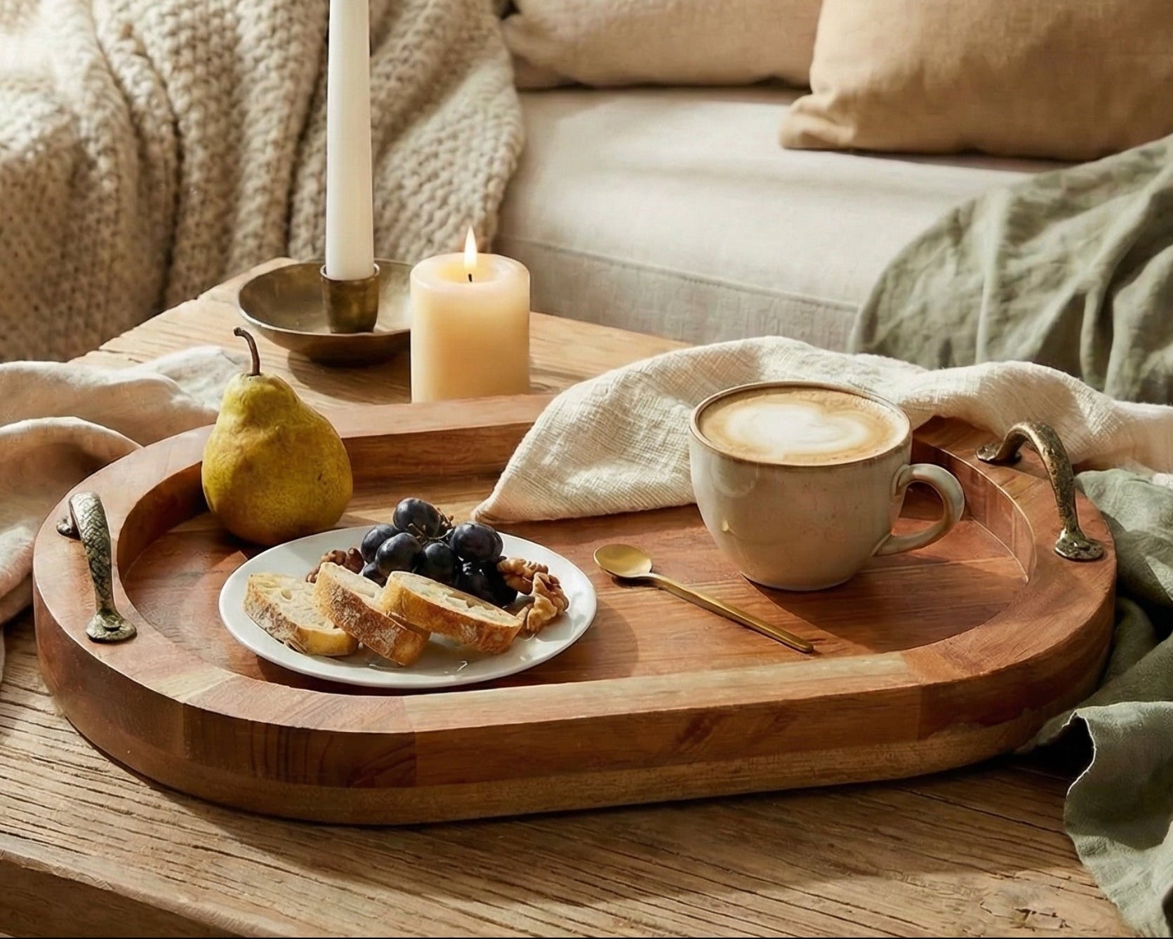 Rustic Oval Tray With Handles in Wood from What a Host Home